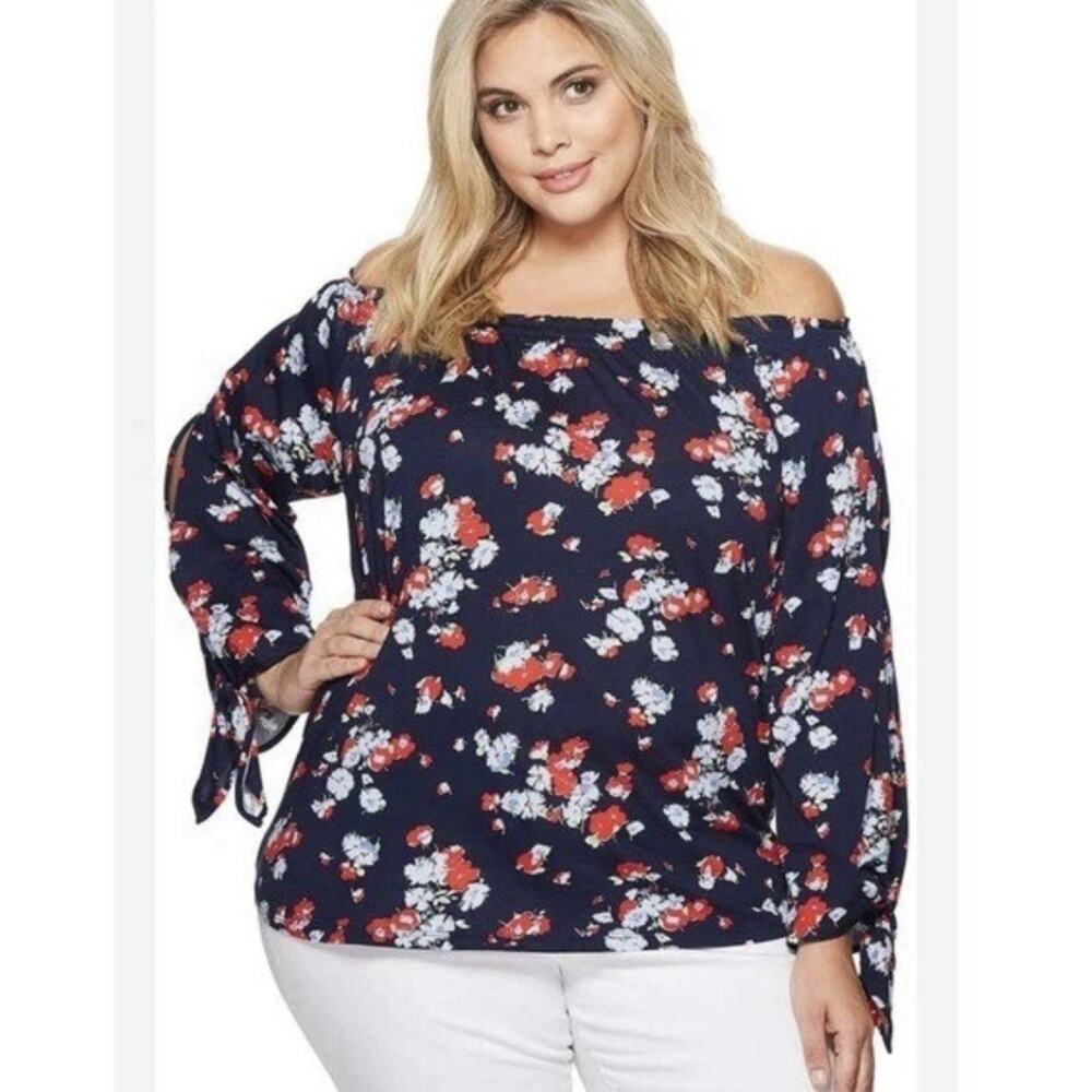 Women’s Ralph Lauren Boho Floral Jersey Off-the-Shoulder blouse Plus Size 2X
